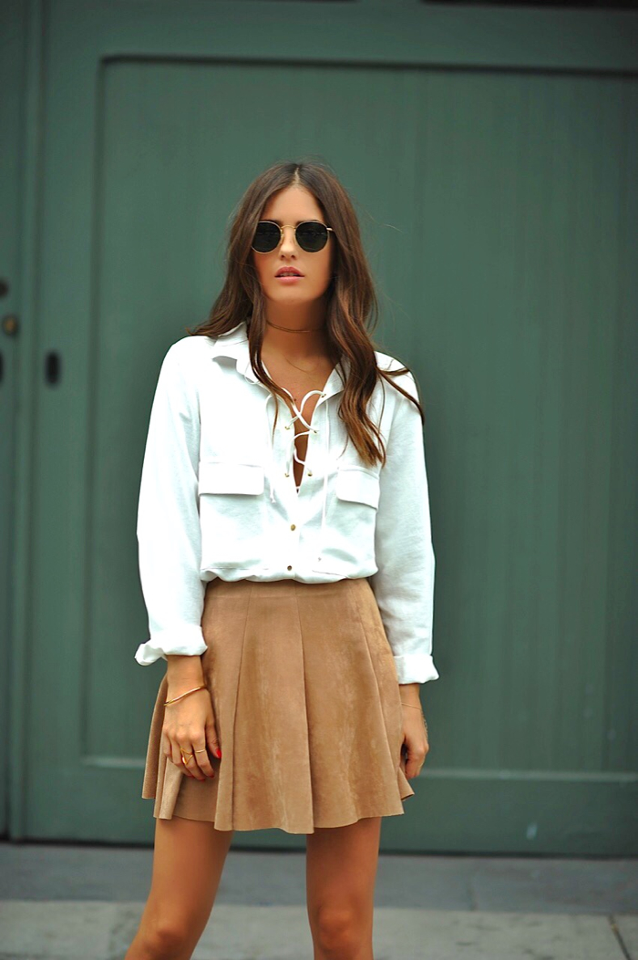 Blank Itinerary zara shirt with suede skirt3