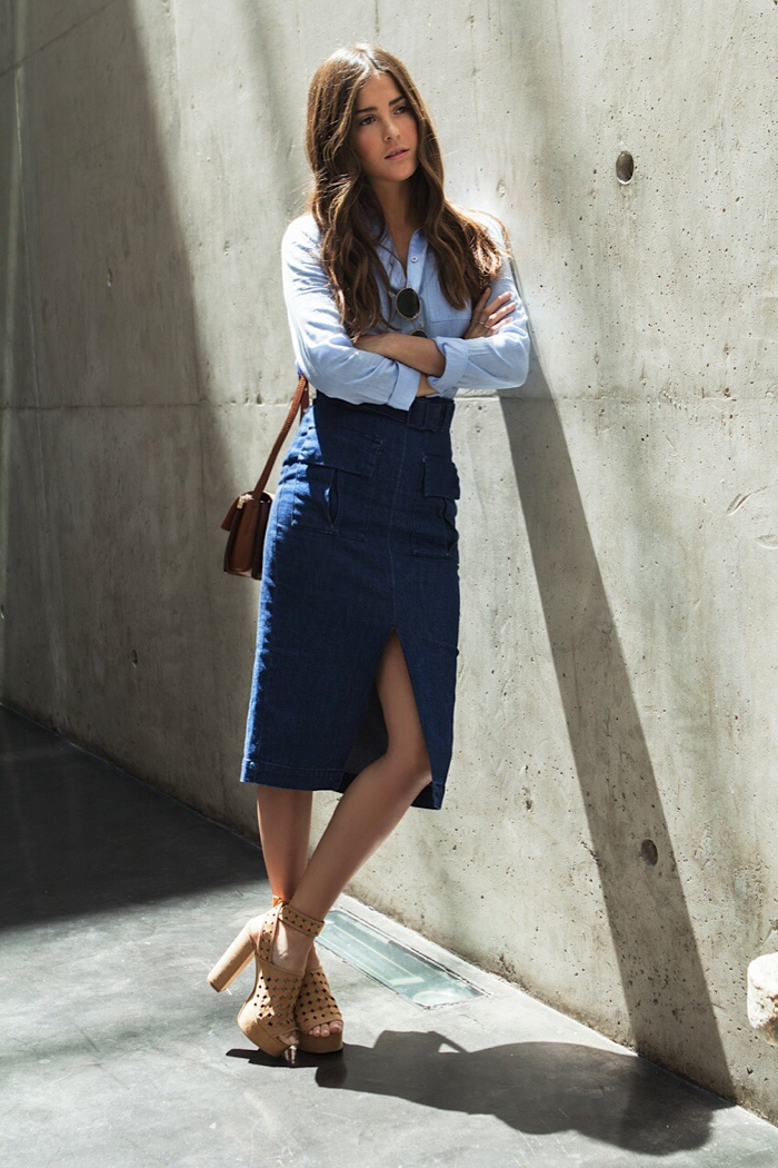 blank itinerary jean skirt and blue shirt3