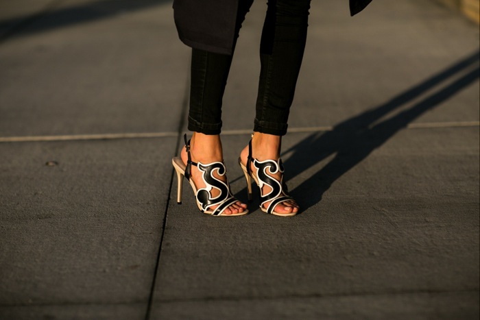 Reiss black and white sandals