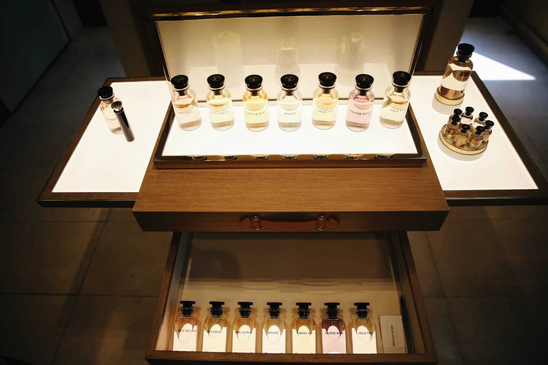 Aerial view of Louis Vuitton's first women's fragrance collection.