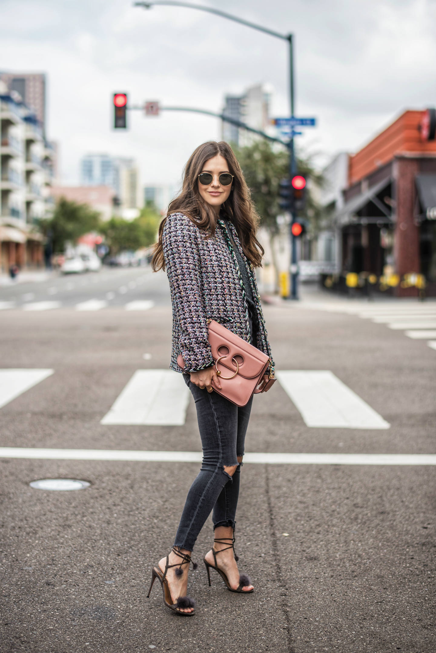 tweed blazer with jeans outfit