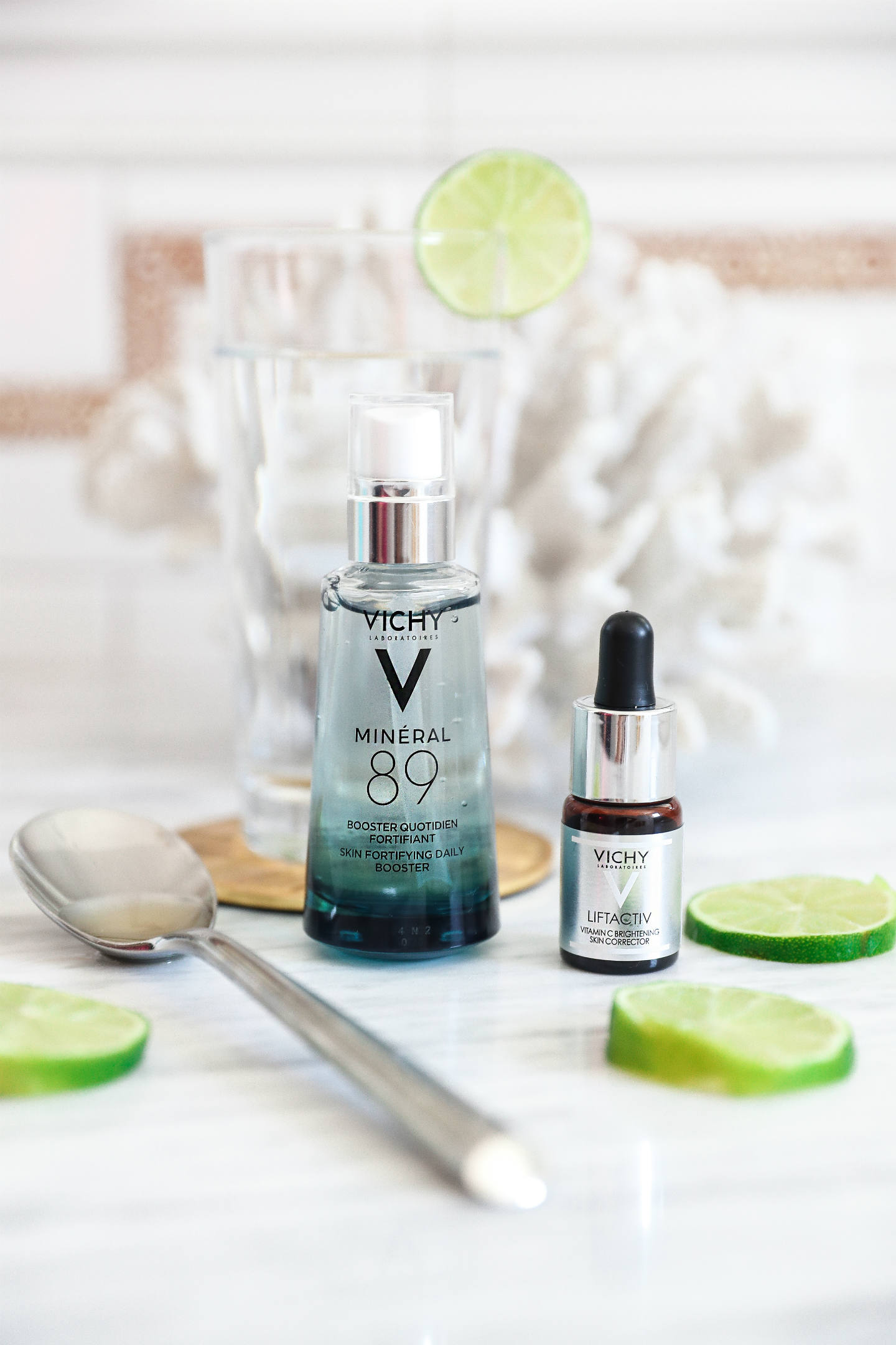 Vichy Mineral 89 bottle and LiftActiv Vitamin C Serum